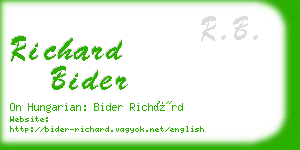 richard bider business card